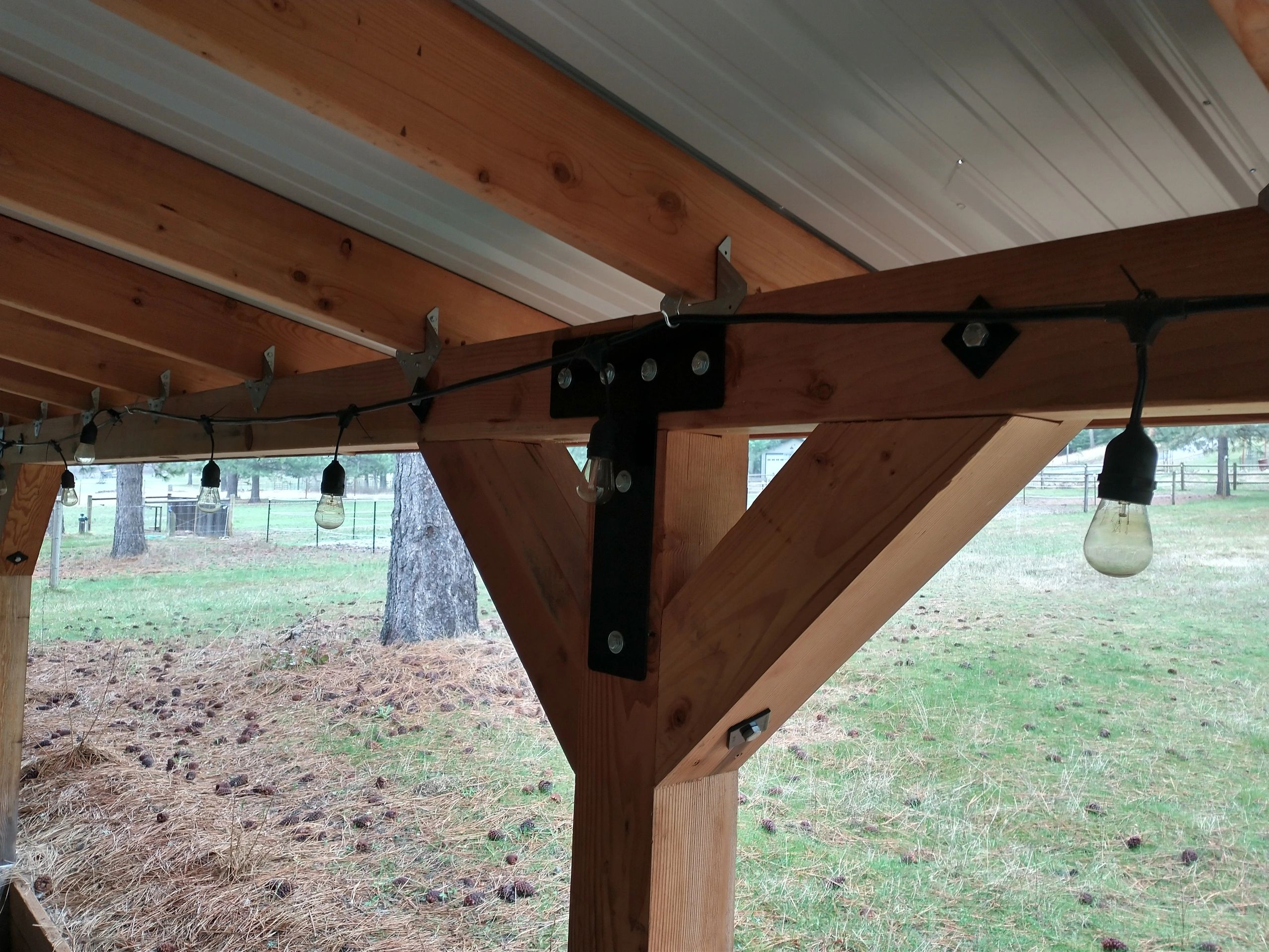 Timber supports with Metal bracing